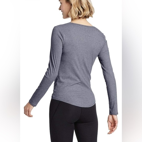 NWT Women’s Gray Long Sleeve Ribbed Twist Knot Front T-Shirt - Picture 2 of 6